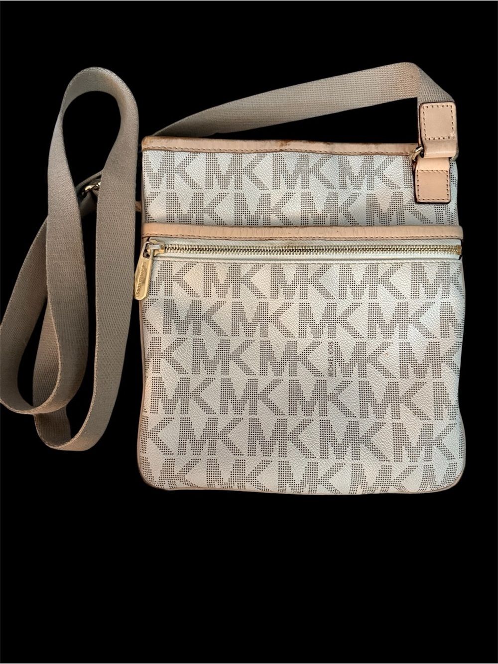 Michael Kors Beige/Tan Signature MK Crossbody Bag